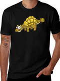 Cartoon Ankylosaurus T-Shirt - Black Dinosaur Tee