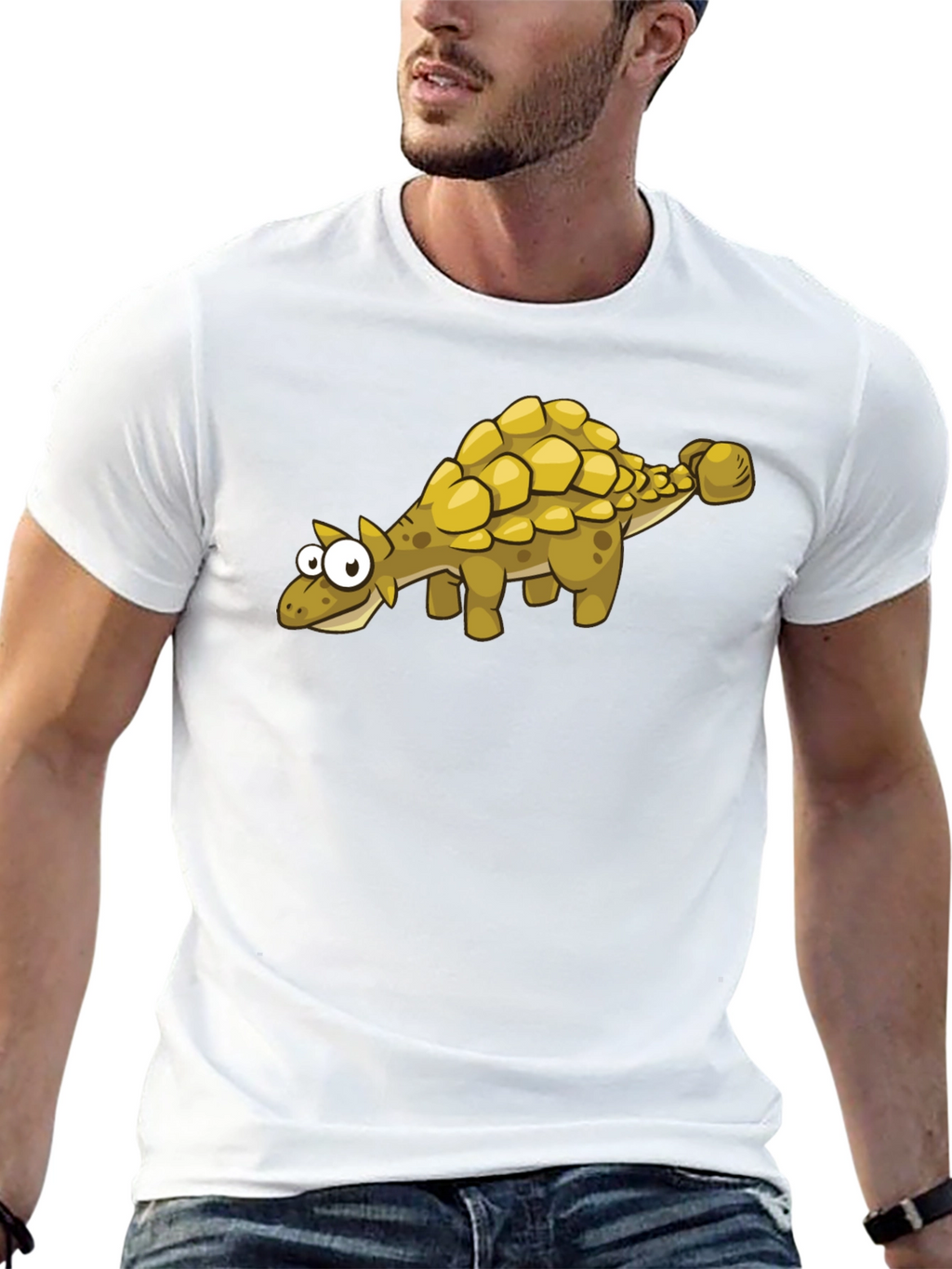 Cartoon Ankylosaurus T-Shirt - Black Dinosaur Tee
