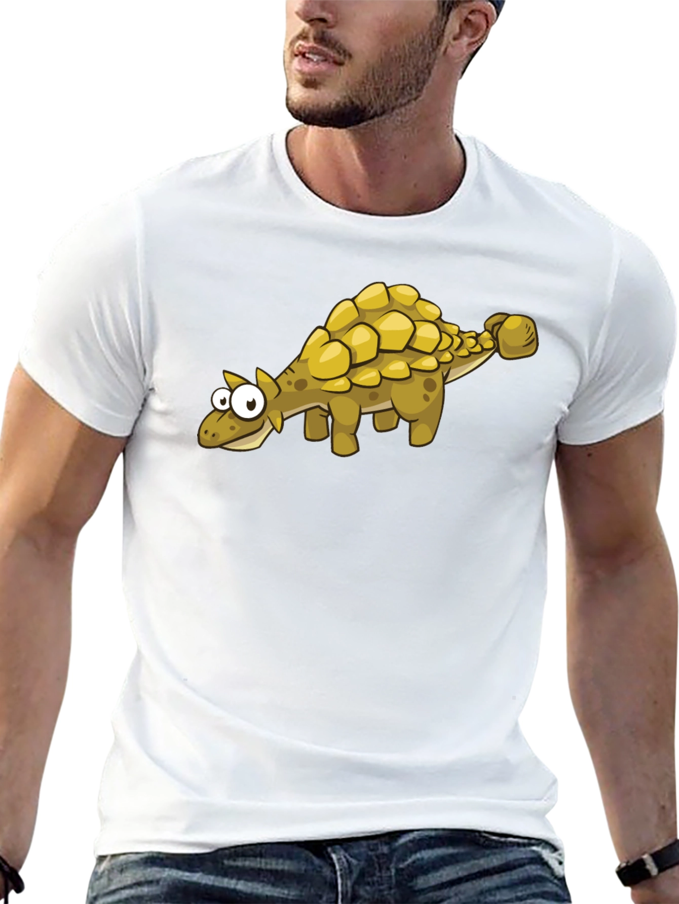 Cartoon Ankylosaurus T-Shirt - Black Dinosaur Tee