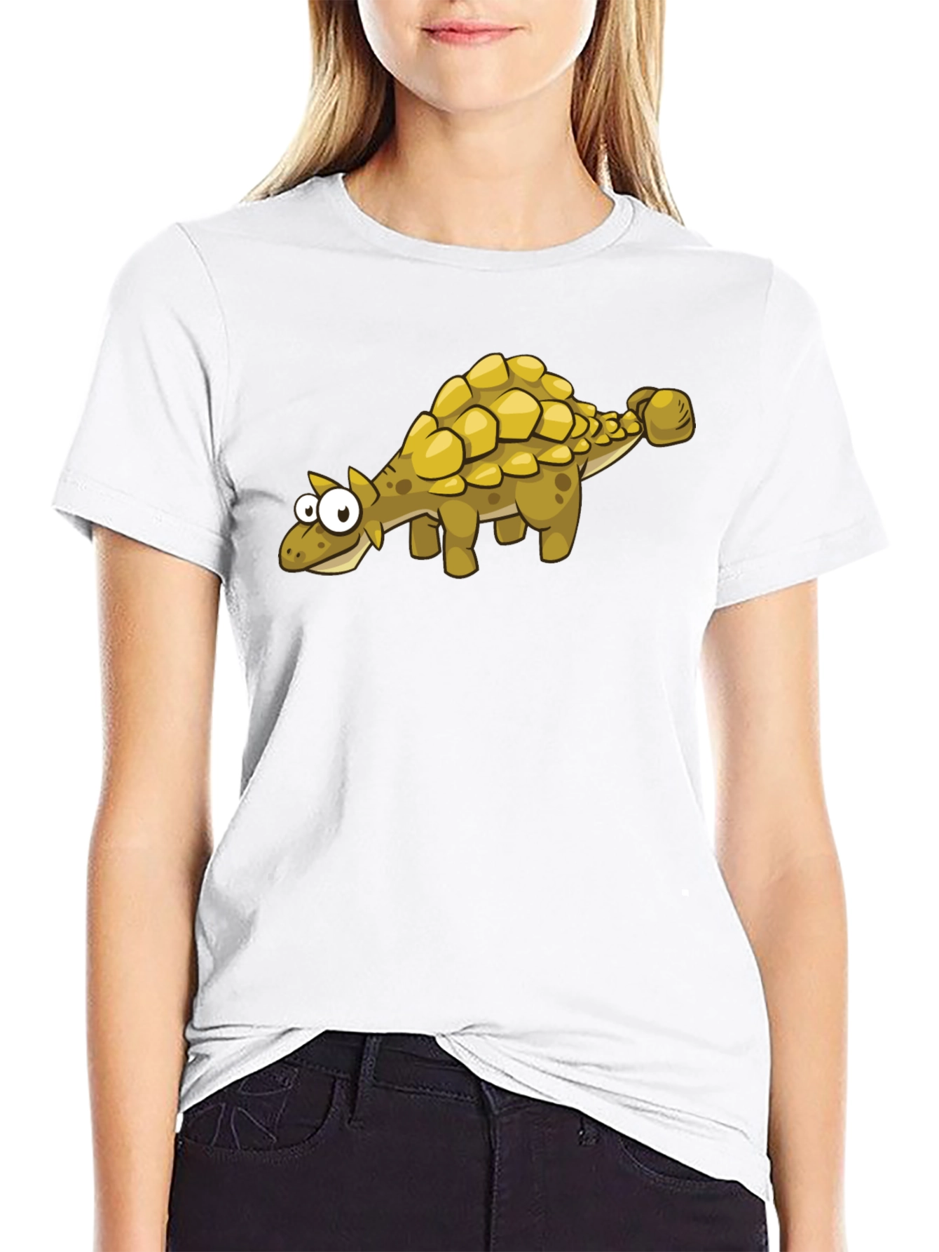 Cartoon Ankylosaurus T-Shirt - Black Dinosaur Tee