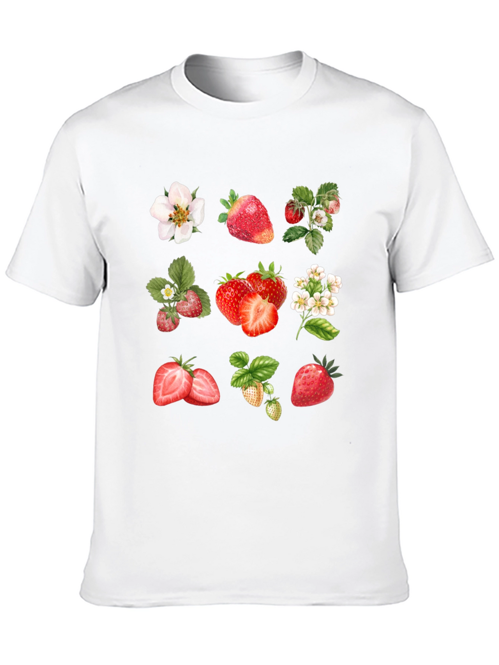 Strawberry Pattern Black T-Shirt