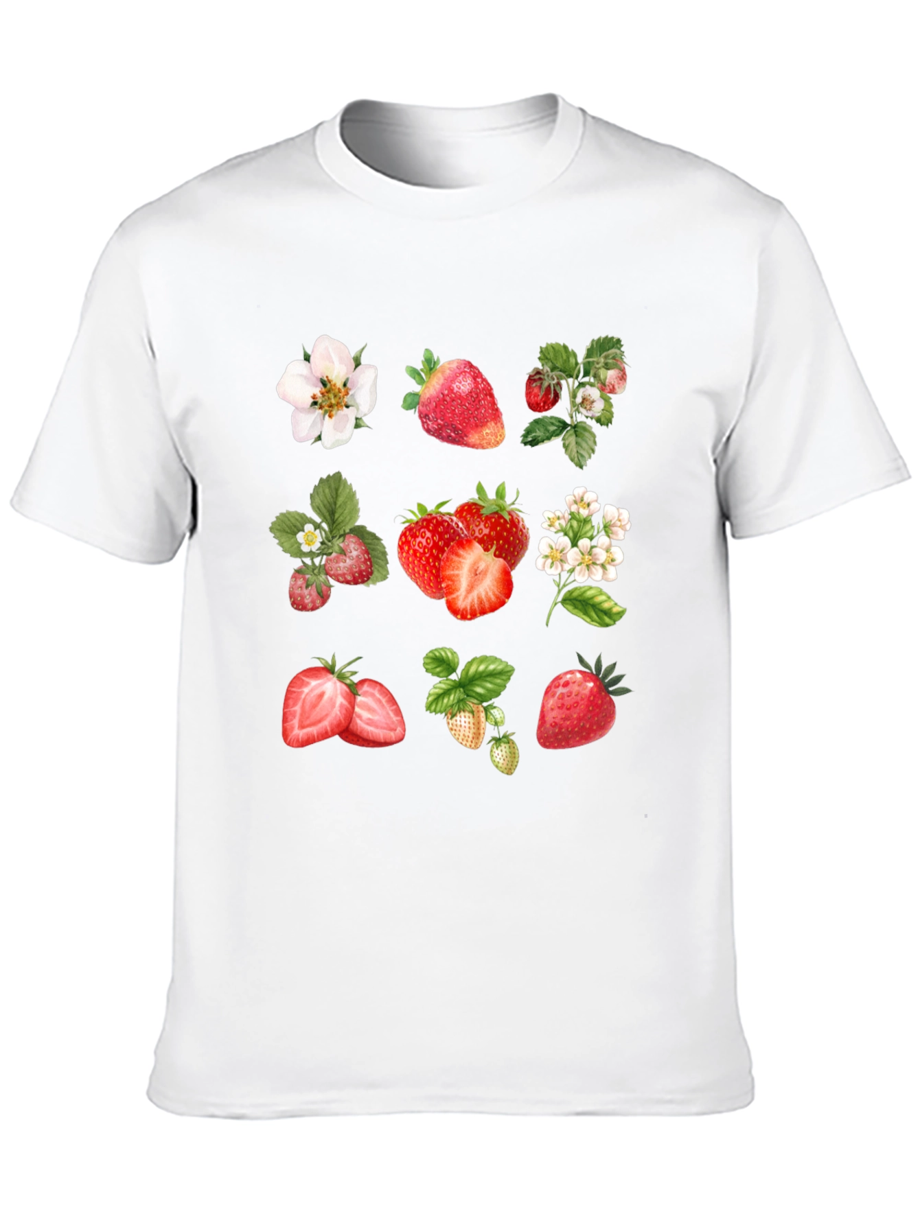 Strawberry Pattern Black T-Shirt