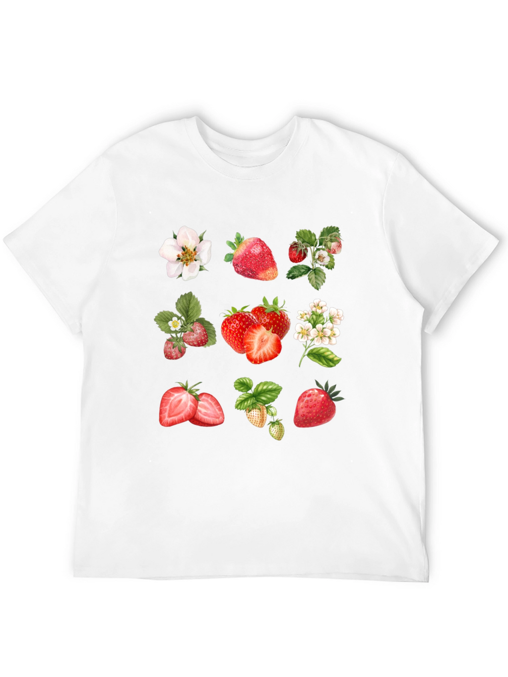 Strawberry Pattern Black T-Shirt