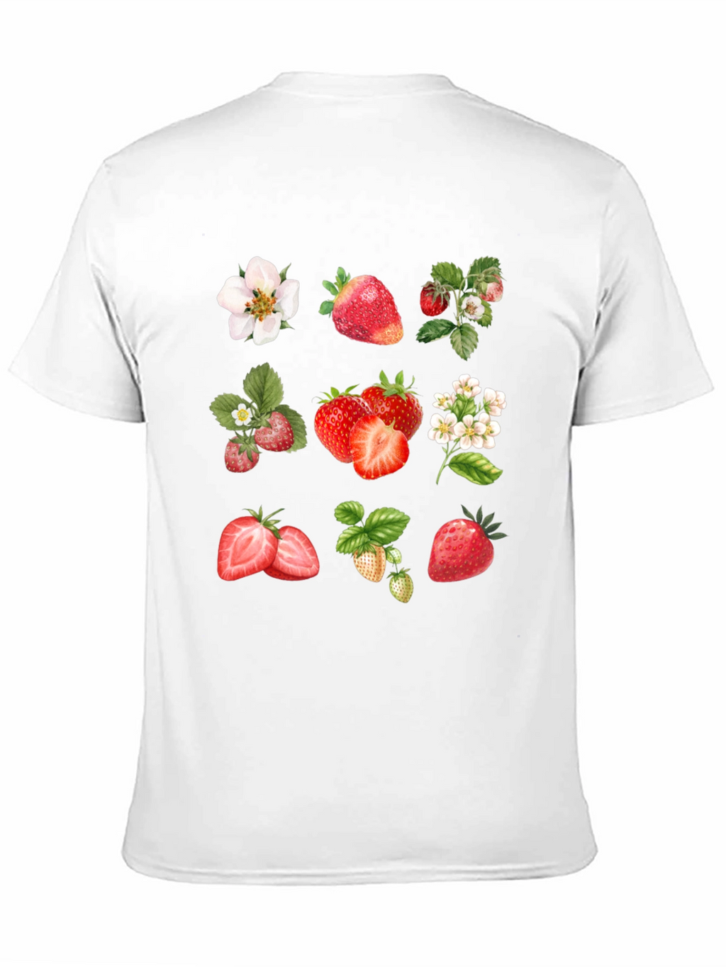 Strawberry Pattern Black T-Shirt