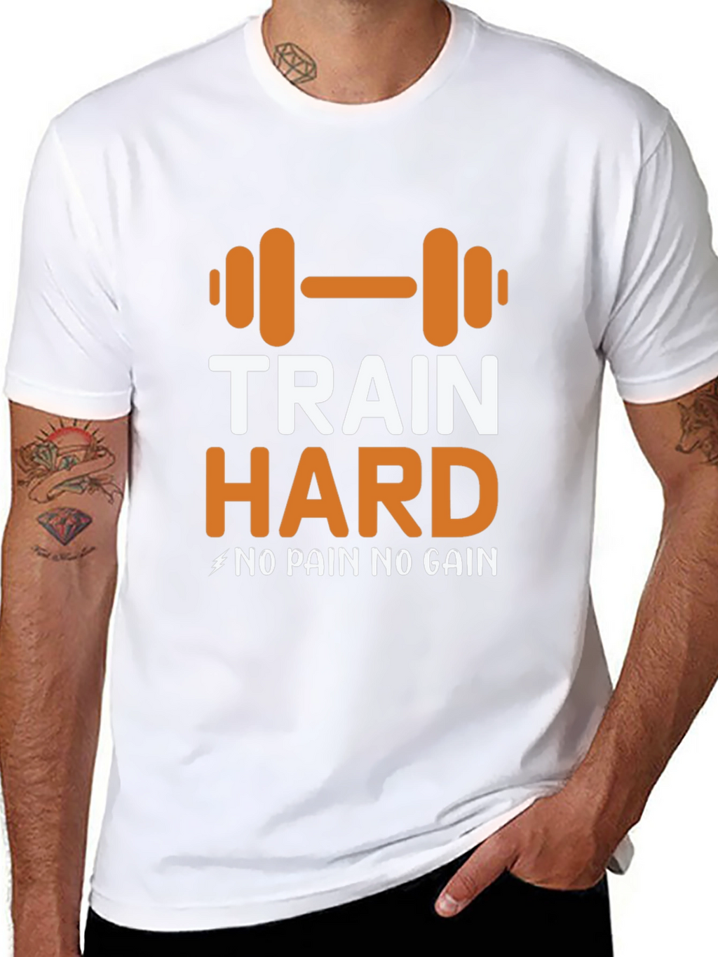 Train Hard Graphic Tee - Motivational Workout Shirt