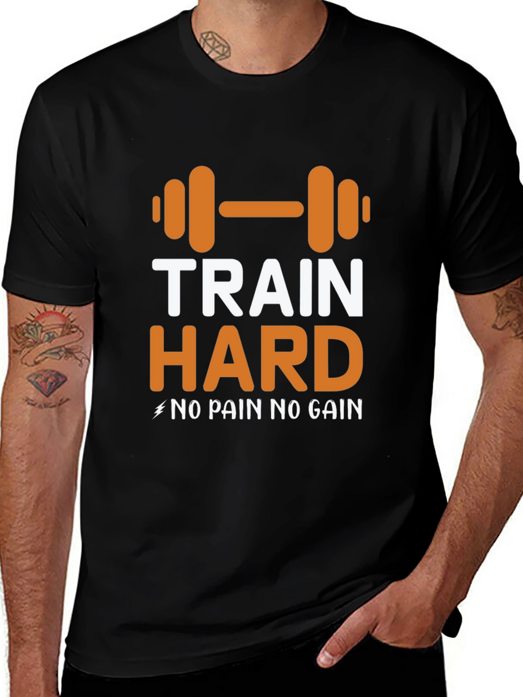 Train Hard Graphic Tee - Motivational Workout Shirt