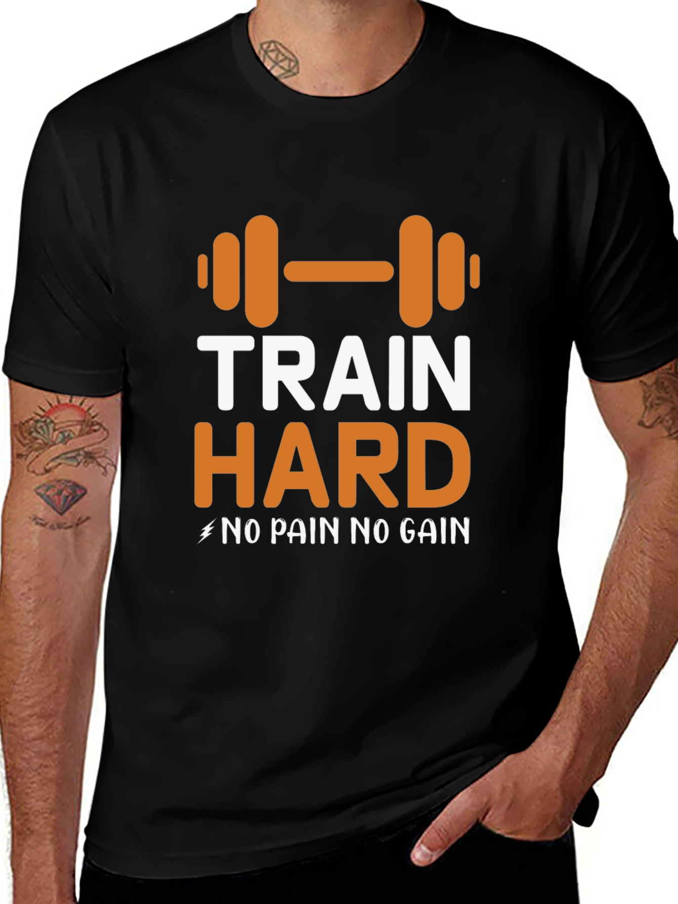 Train Hard Graphic Tee - Motivational Workout Shirt