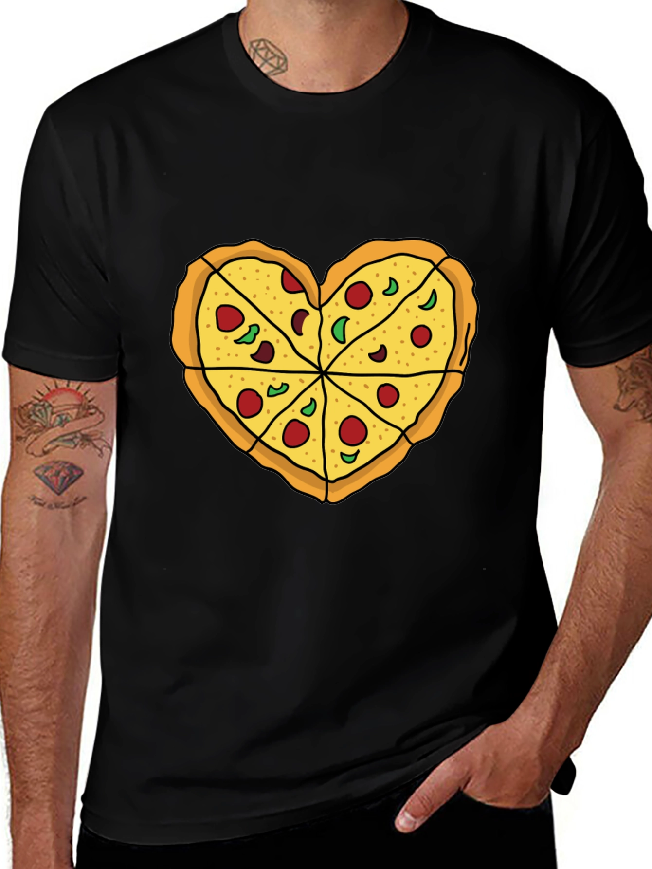 Pizza Heart Graphic Tee -  Food Lovers T-Shirt