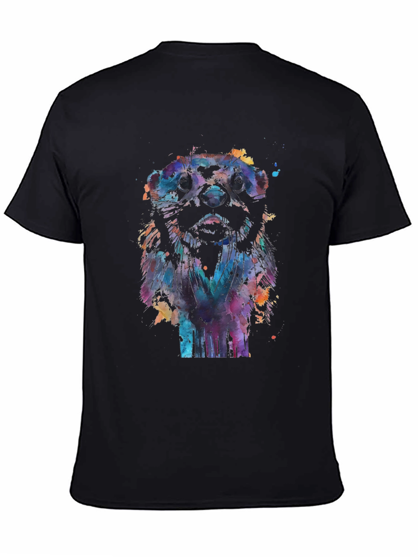 Watercolor Otter Graphic Black T-Shirt