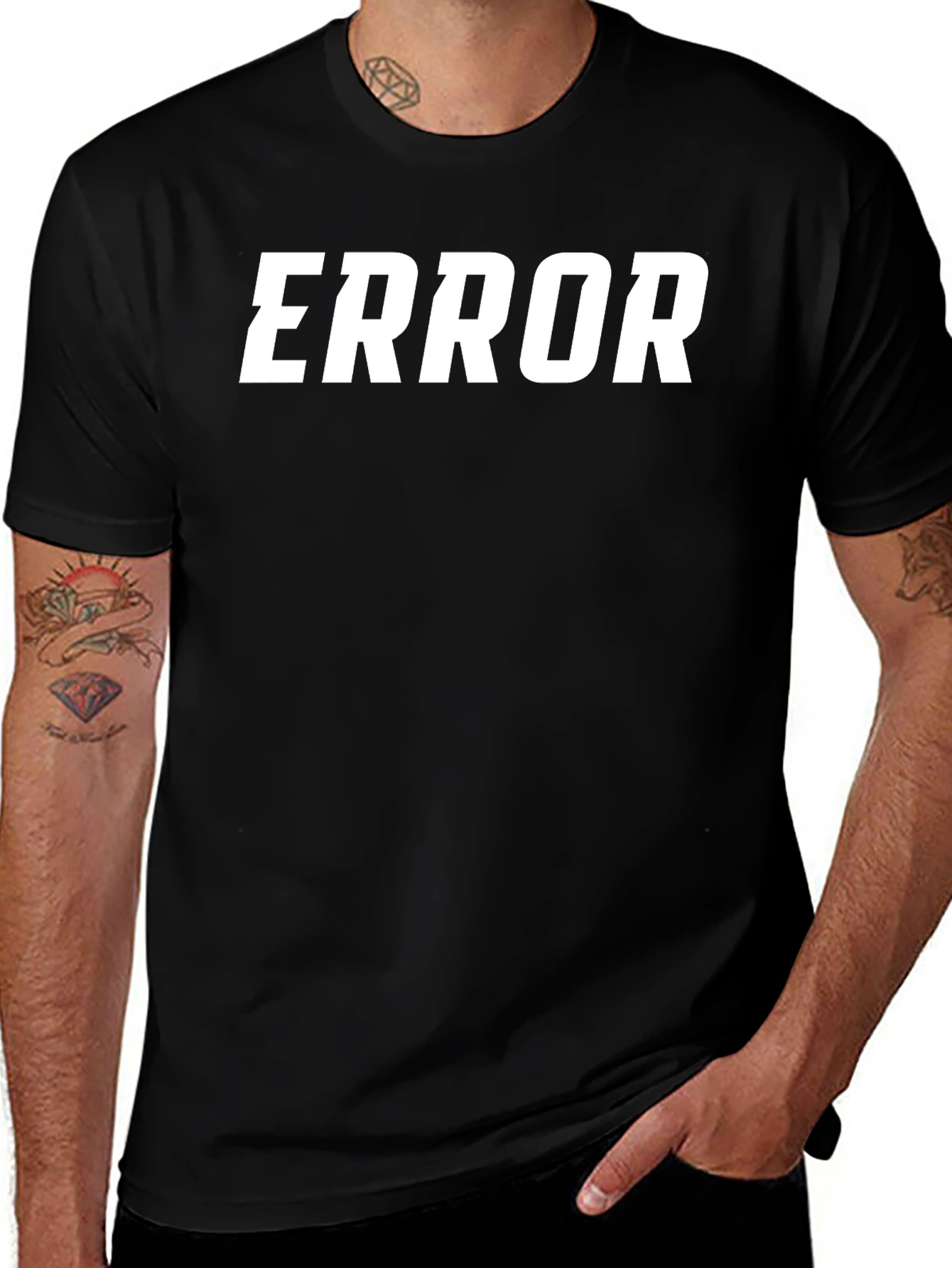 Mens Black Error Graphic T-Shirt