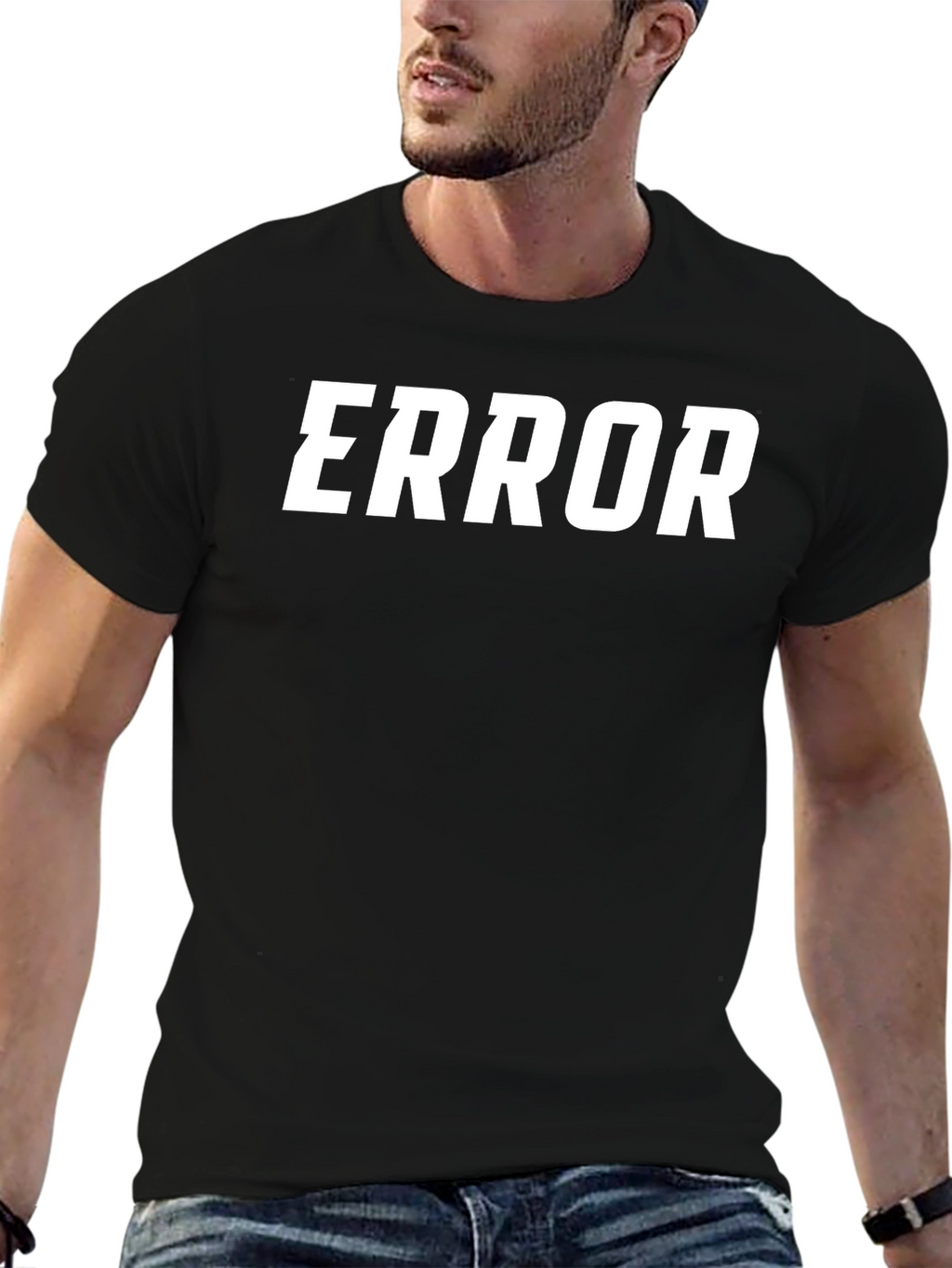 Mens Black Error Graphic T-Shirt