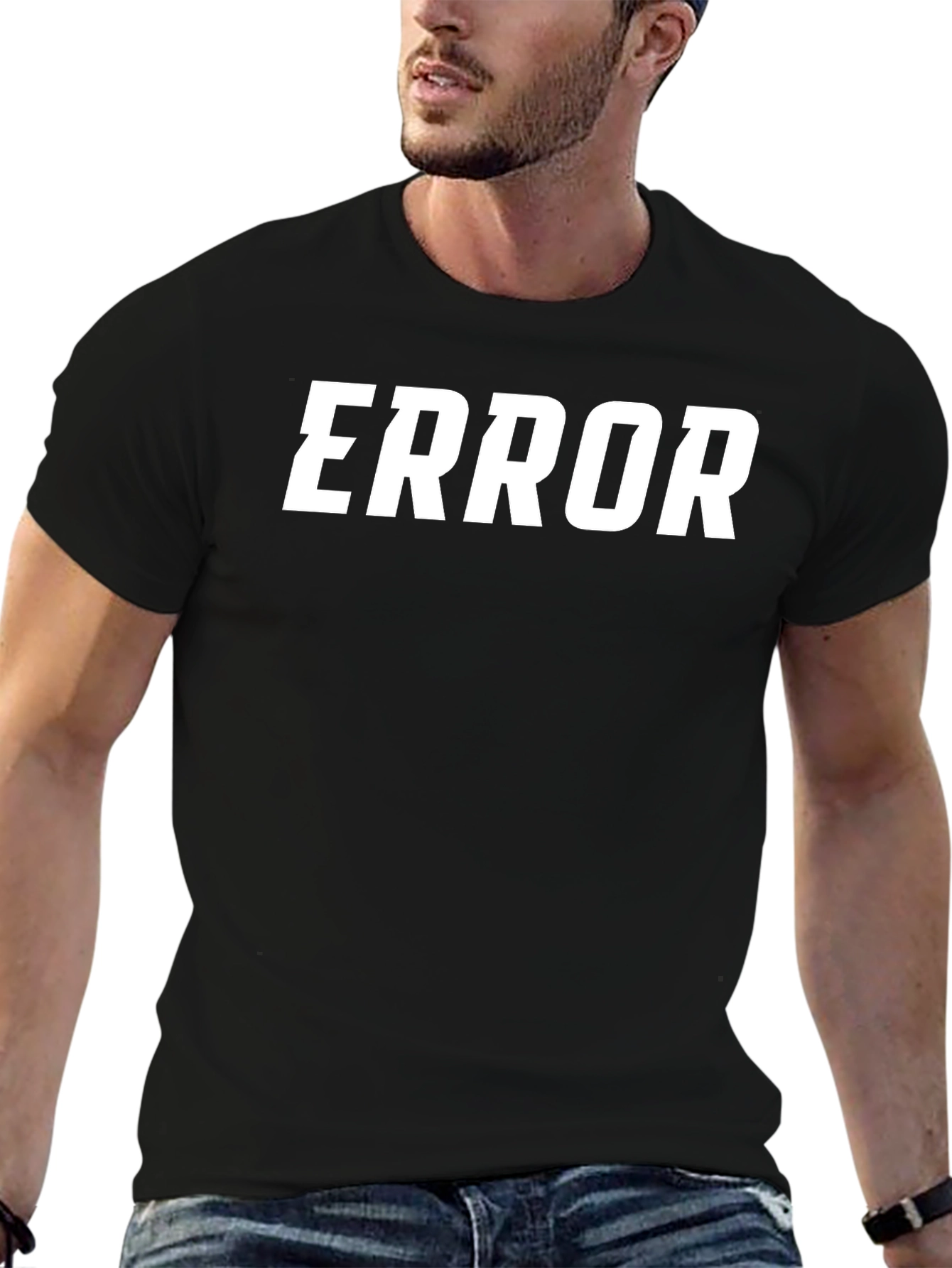 Mens Black Error Graphic T-Shirt