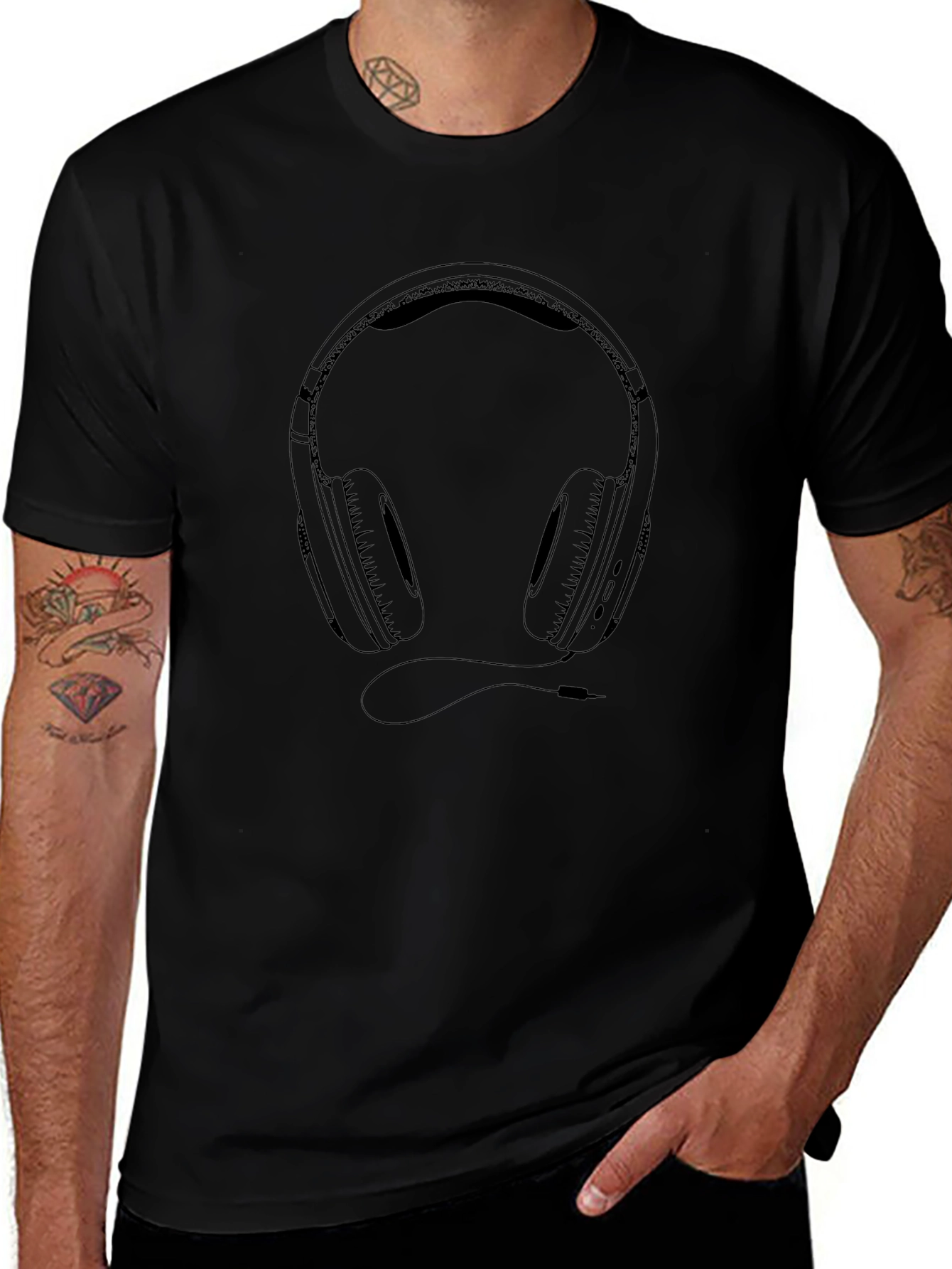 Headphone Graphic Black T-Shirt