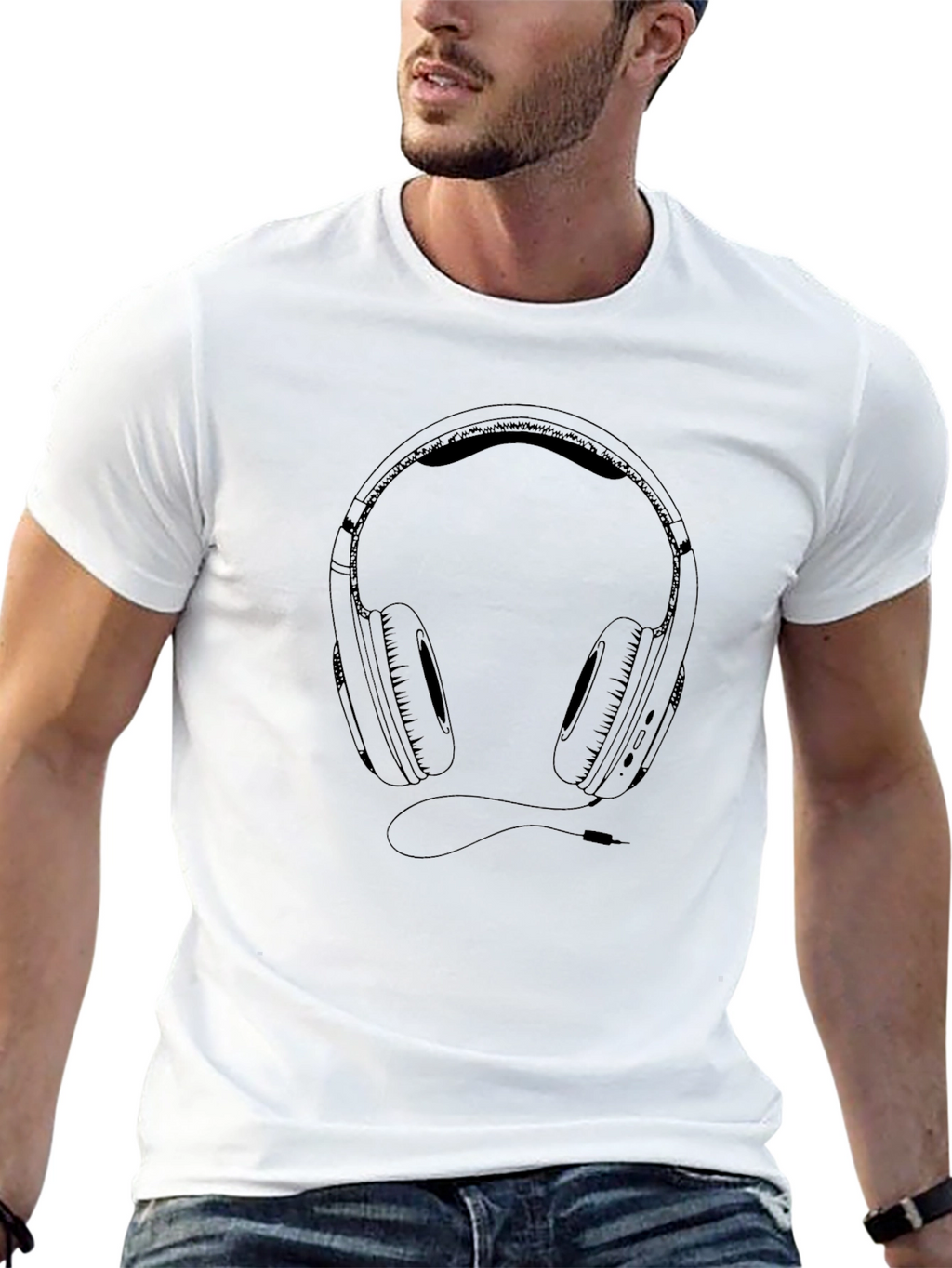 Headphone Graphic Black T-Shirt