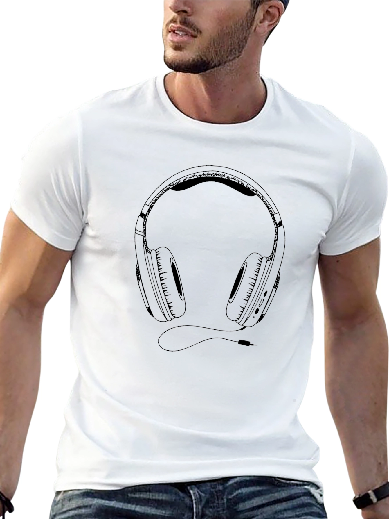 Headphone Graphic Black T-Shirt