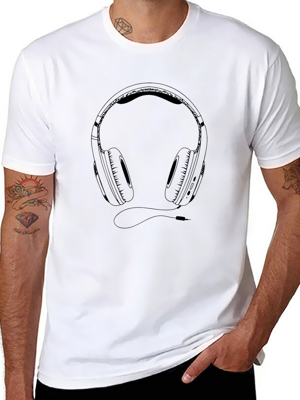 Headphone Graphic Black T-Shirt