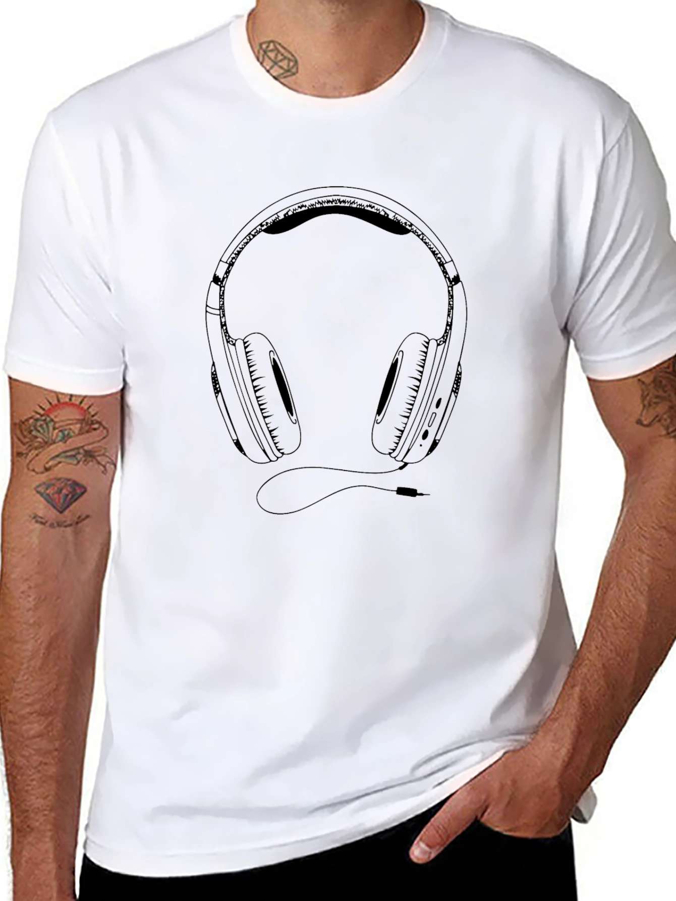 Headphone Graphic Black T-Shirt