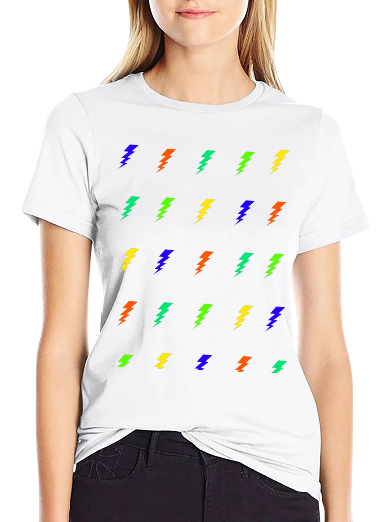 Lightning Bolt Pattern Black T-Shirt
