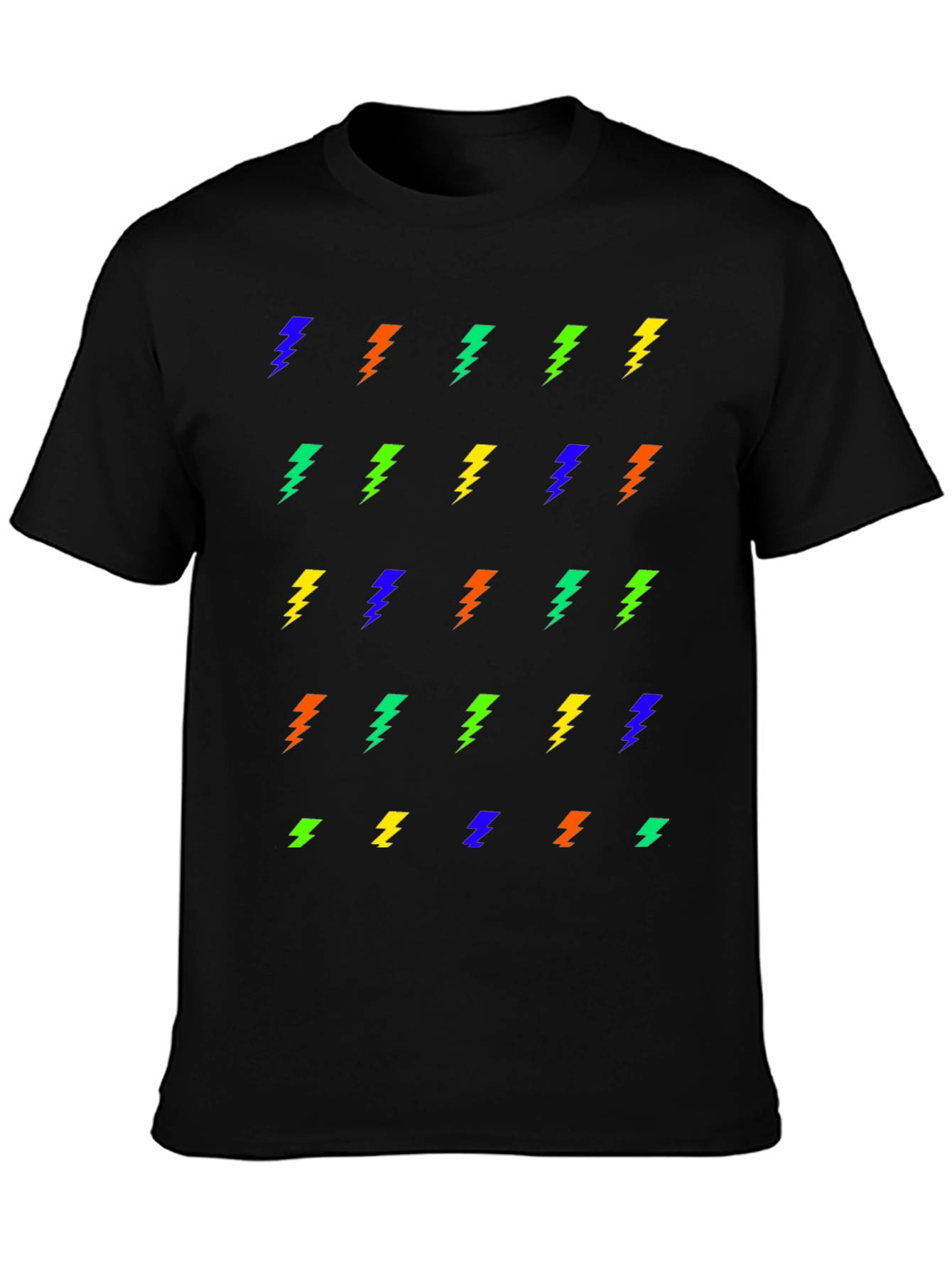 Lightning Bolt Pattern Black T-Shirt