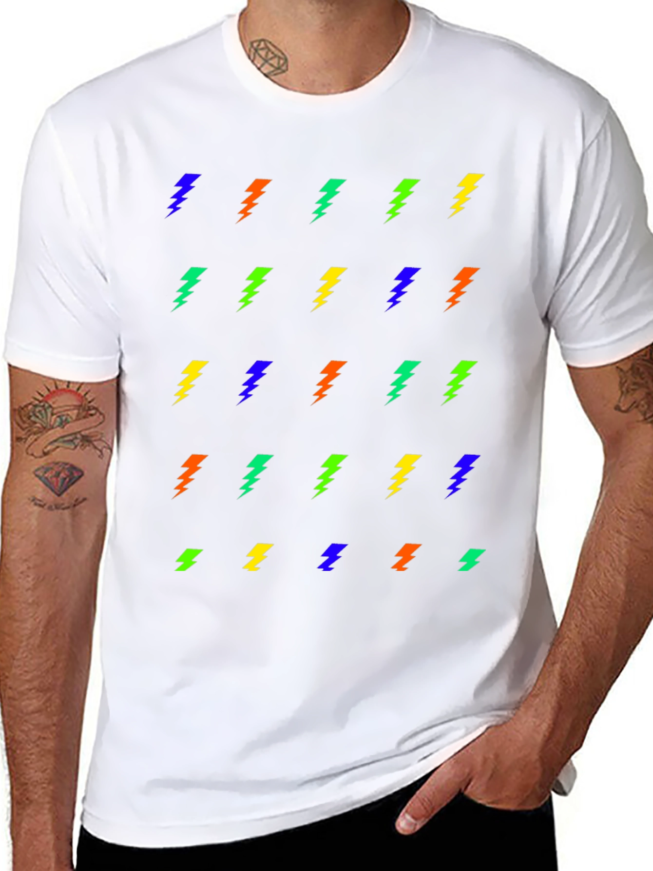 Lightning Bolt Pattern Black T-Shirt