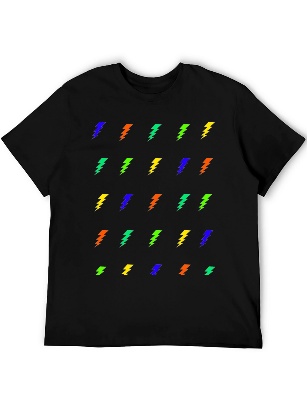 Lightning Bolt Pattern Black T-Shirt