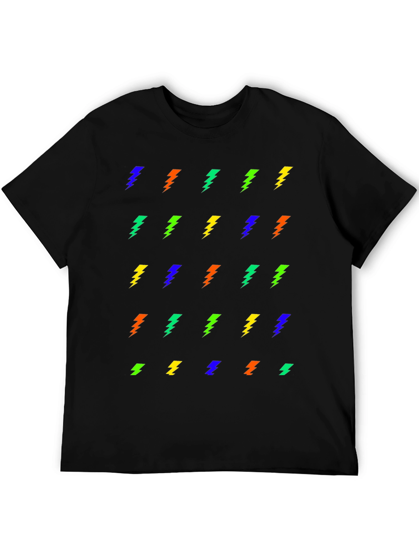 Lightning Bolt Pattern Black T-Shirt