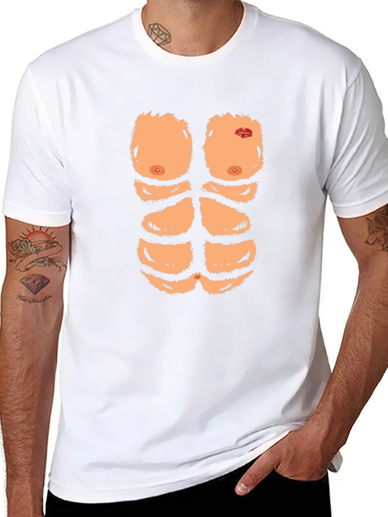 Funny Hairy Chest Six Pack Abs T-Shirt