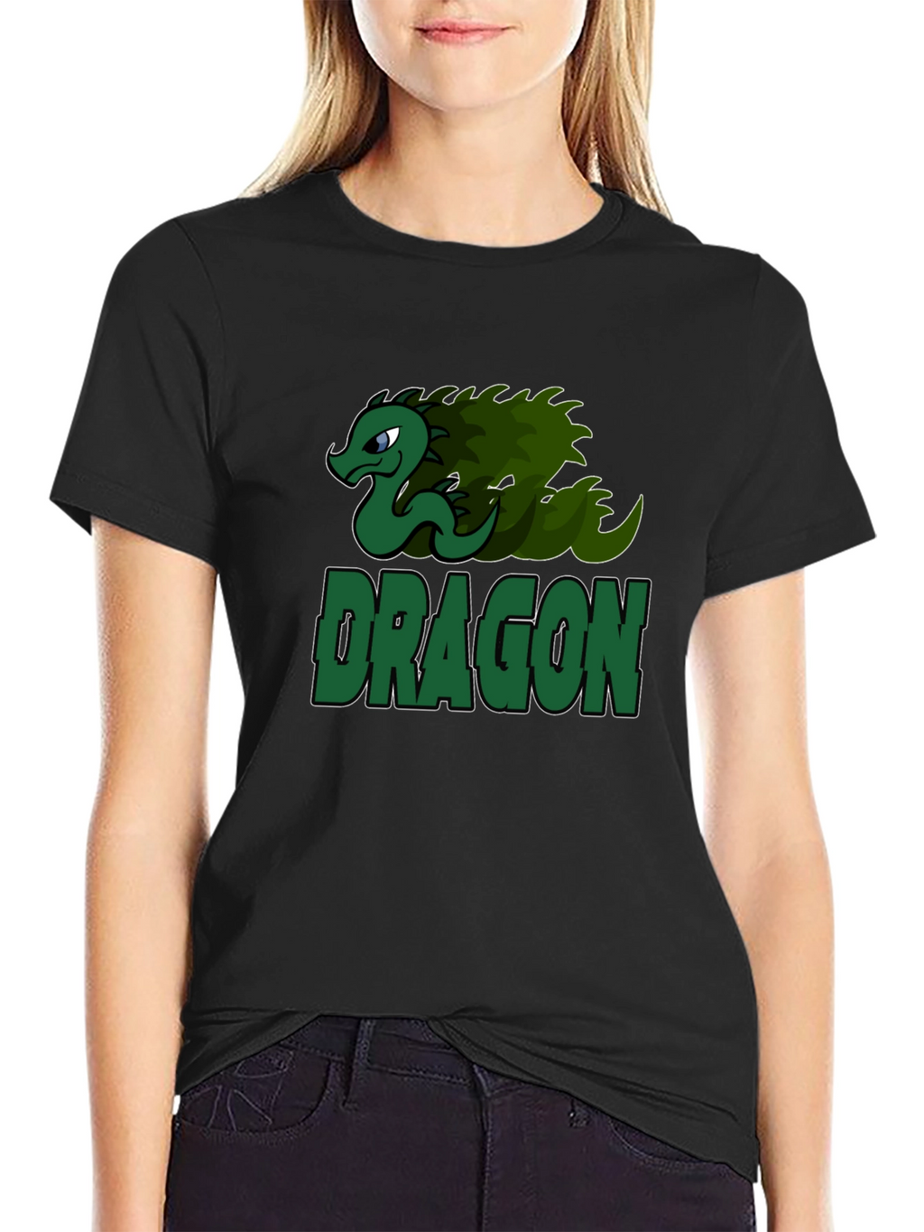 Dragon Graphic Print T-Shirt - Black