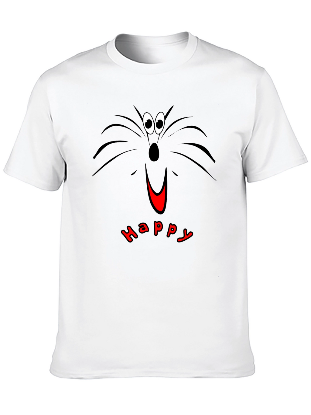 Happy Cat Face T-Shirt - Black