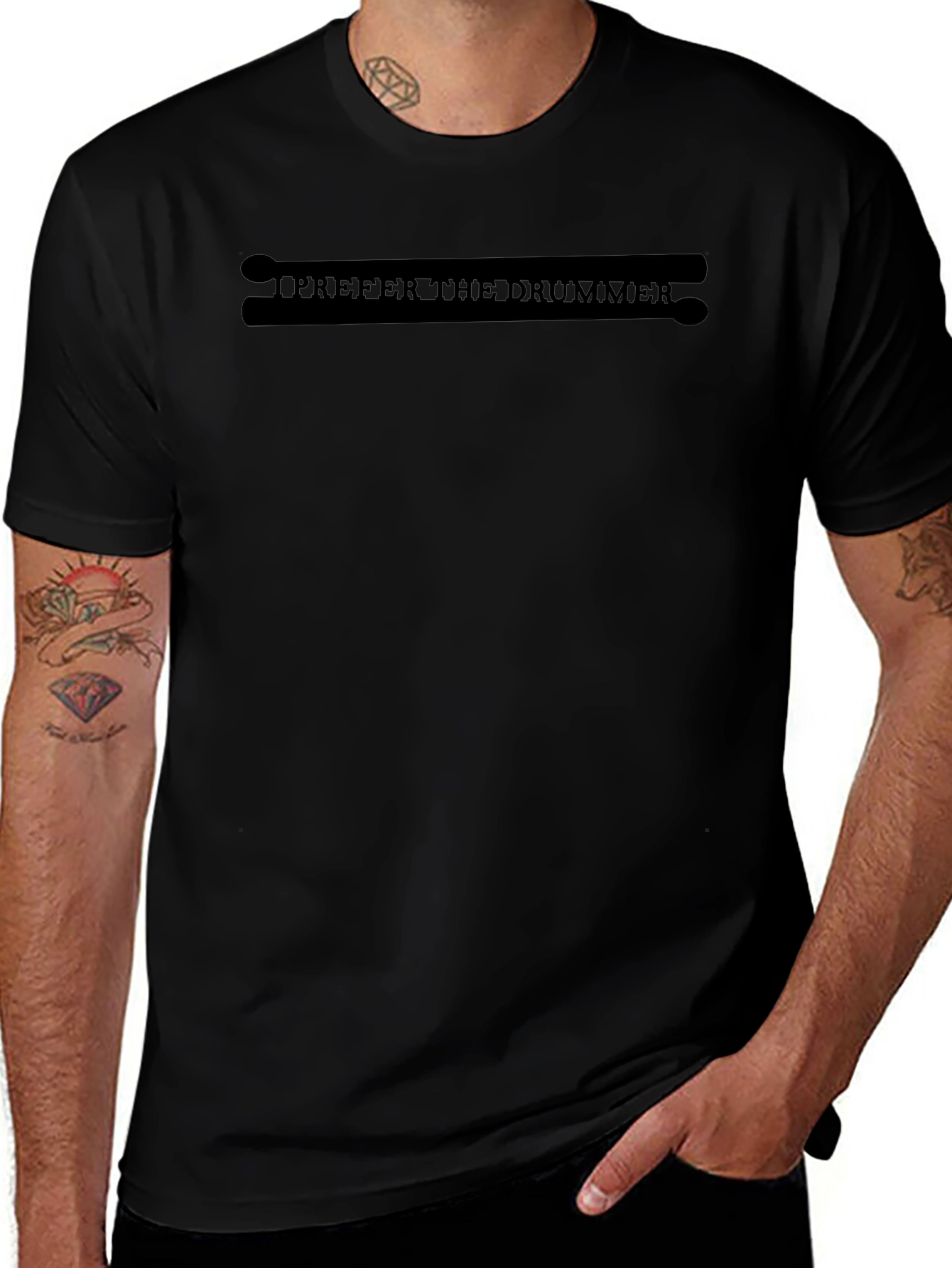 I Prefer the Drummer Black Graphic Tee
