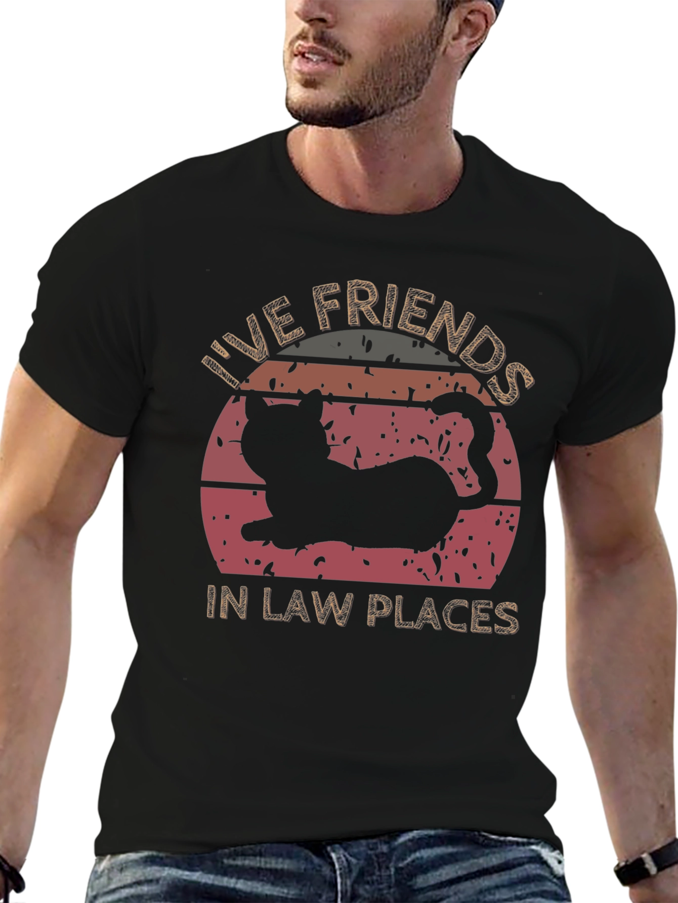 Live Friends in Law Places Cat T-Shirt