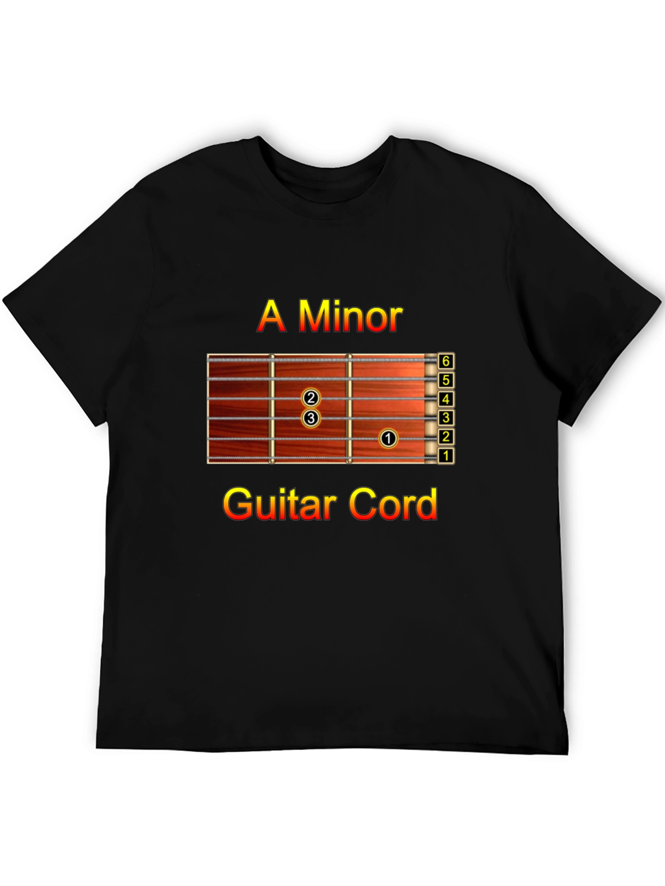 A Minor Guitar Chord Black T-Shirt