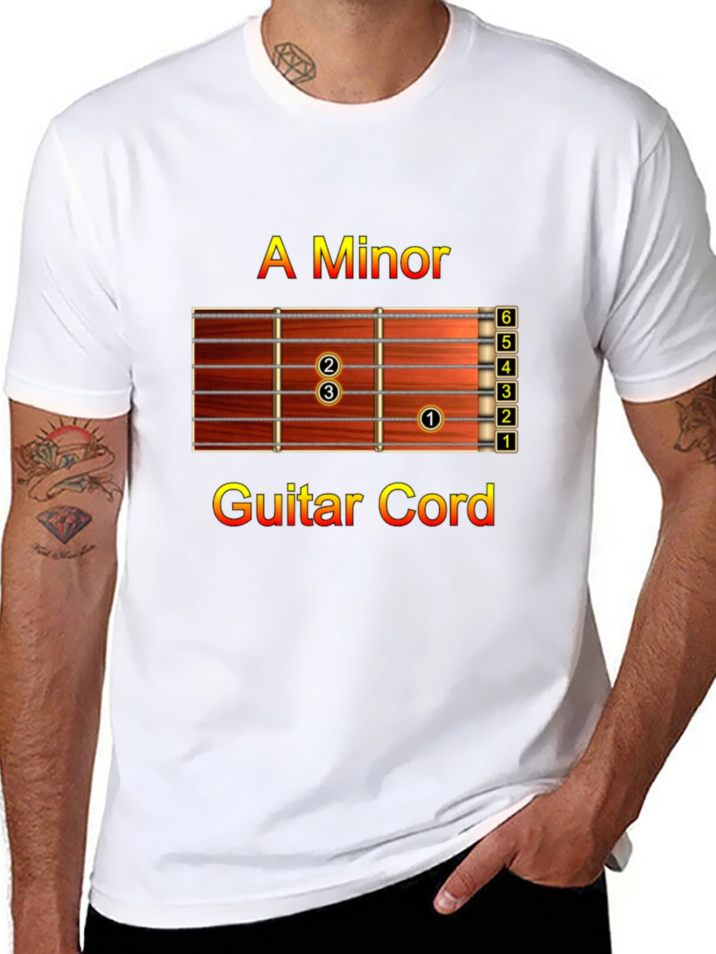 A Minor Guitar Chord Black T-Shirt