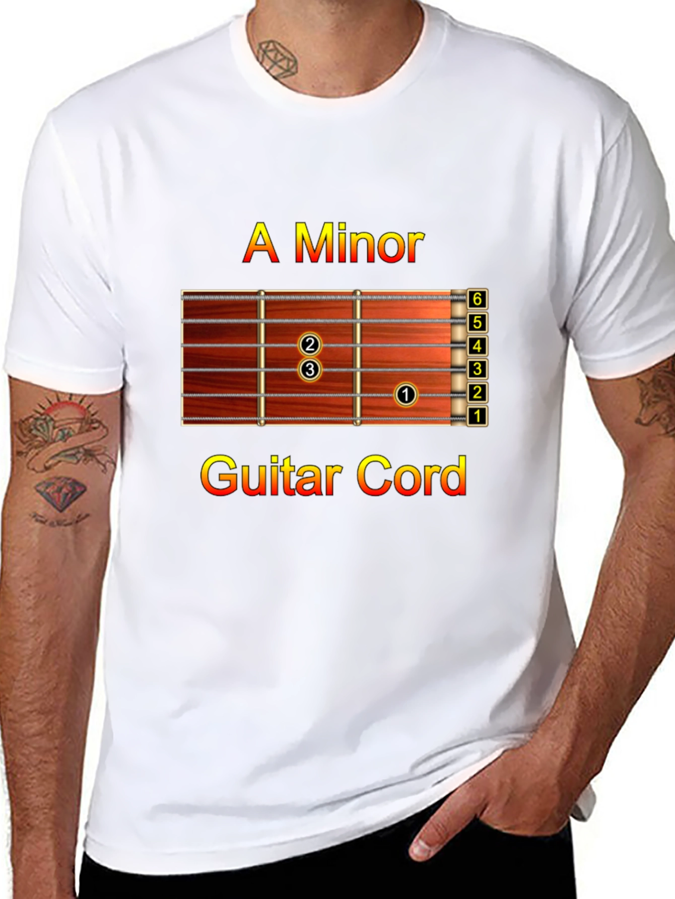 A Minor Guitar Chord Black T-Shirt