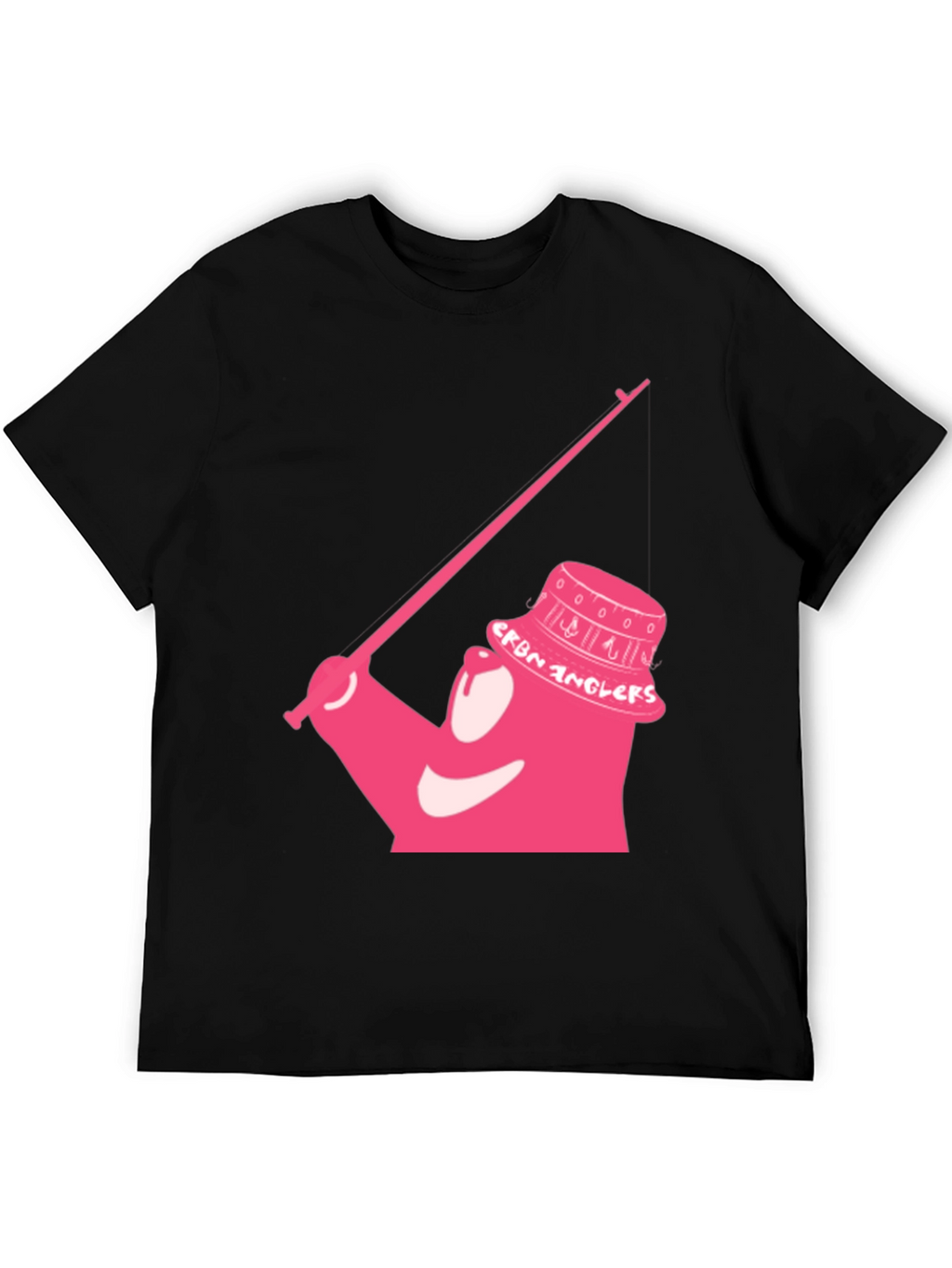 Cartoon Angler Graphic Tee - Black