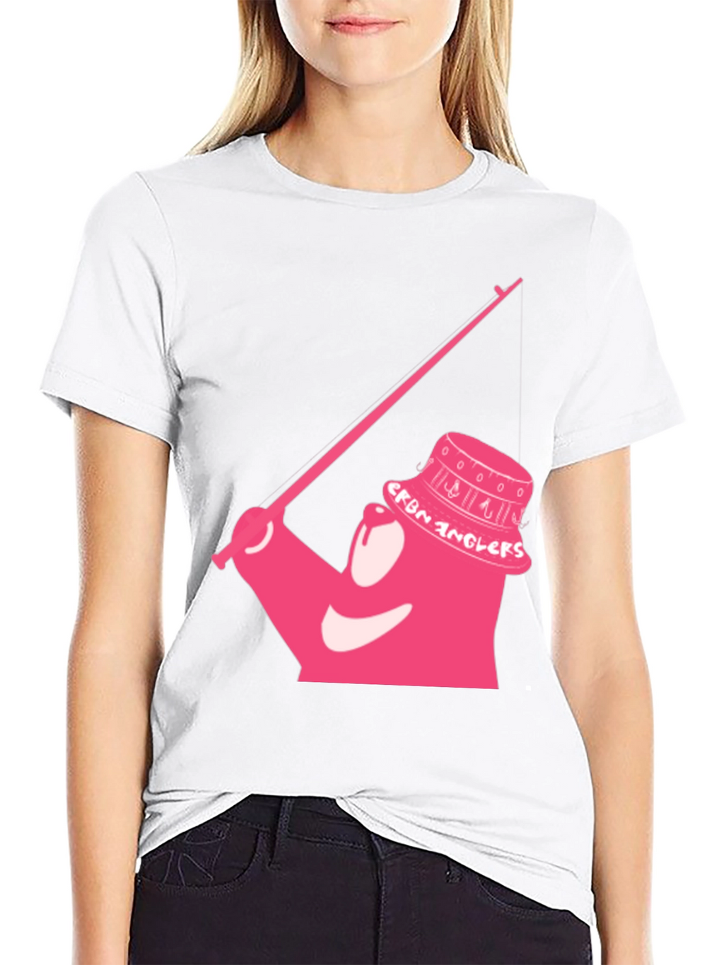 Cartoon Angler Graphic Tee - Black