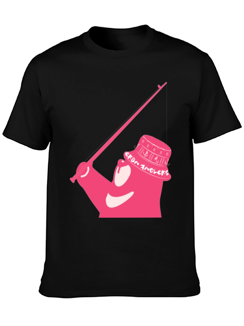 Cartoon Angler Graphic Tee - Black