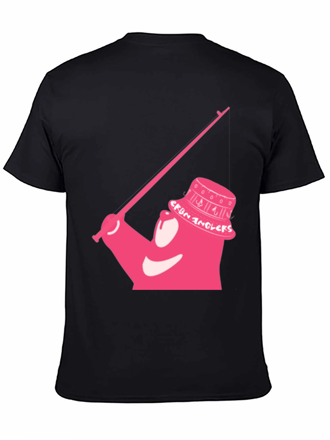 Cartoon Angler Graphic Tee - Black