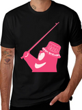Cartoon Angler Graphic Tee - Black