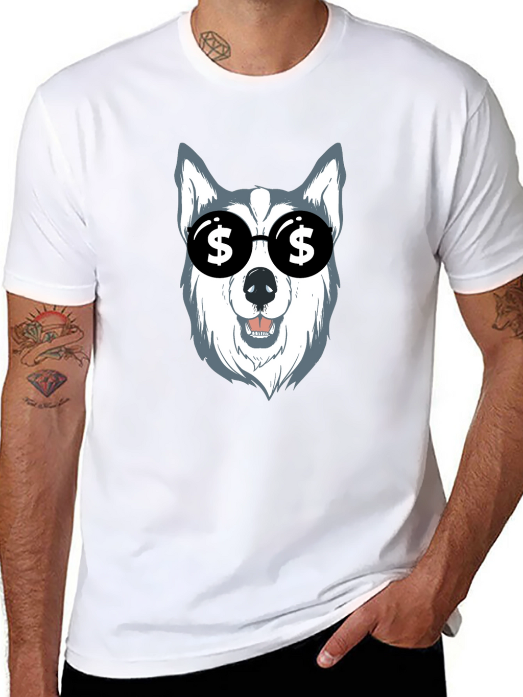 Dog with Dollar Sign Sunglasses Graphic Tee