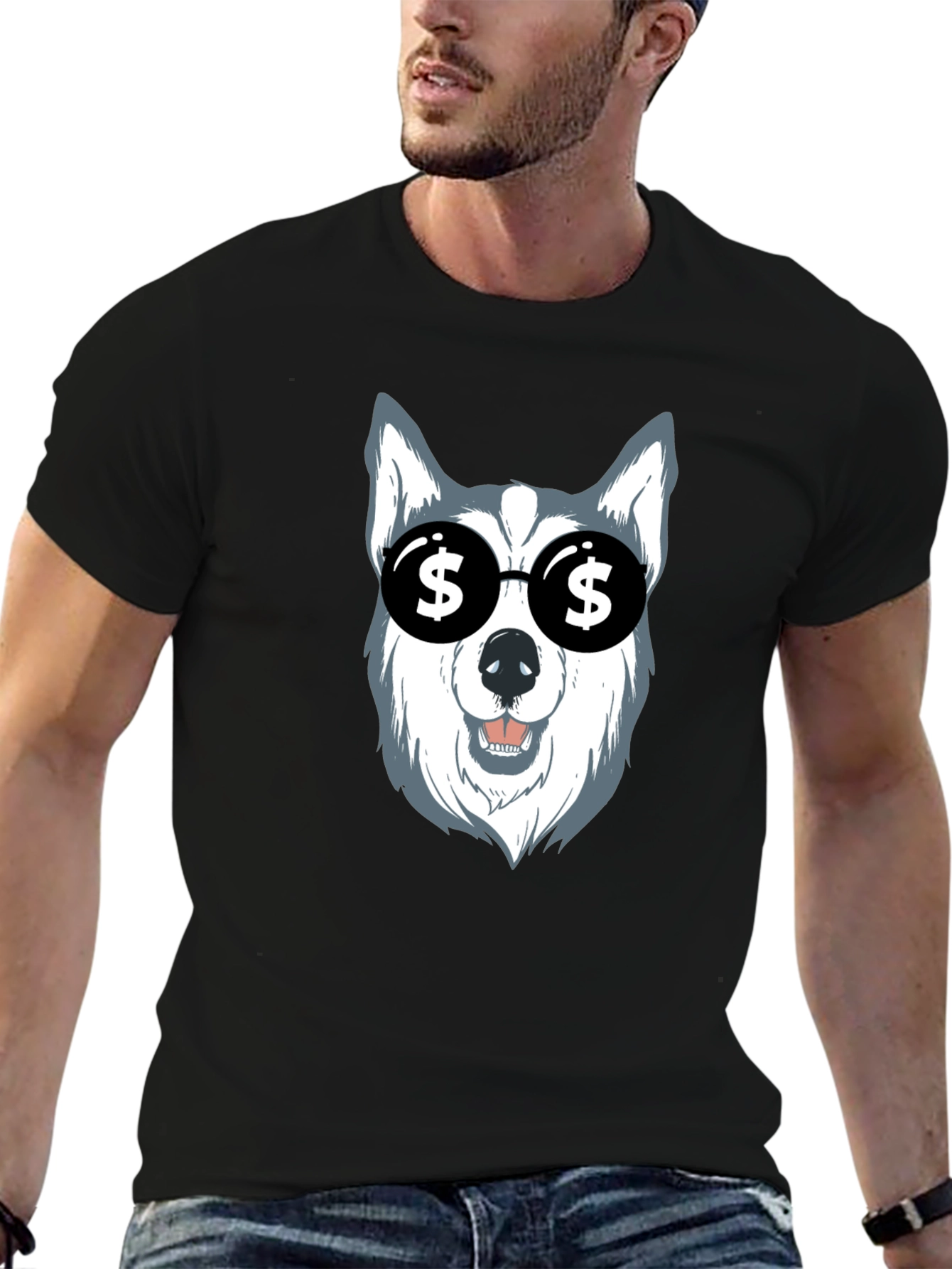 Dog with Dollar Sign Sunglasses Graphic Tee