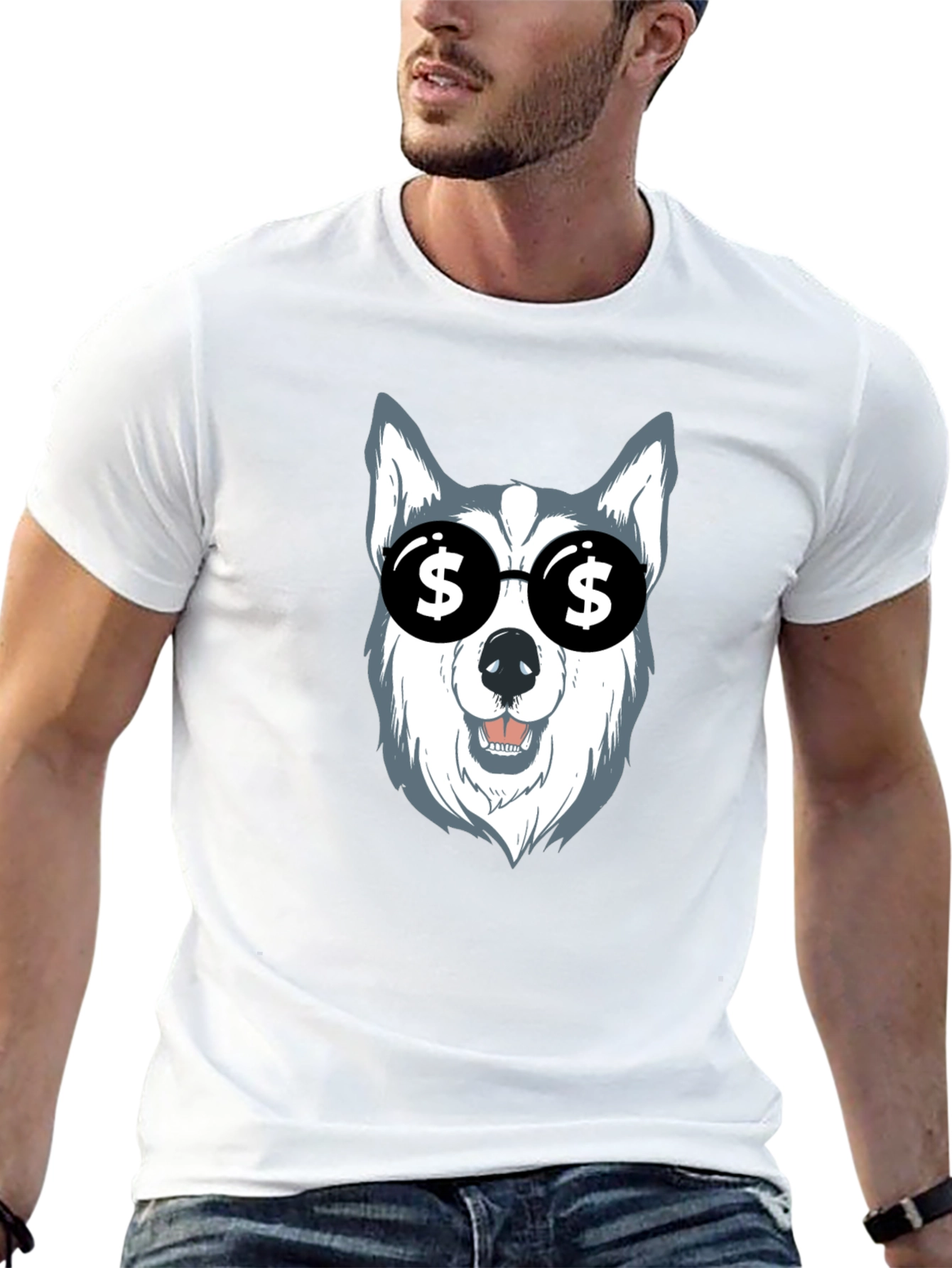 Dog with Dollar Sign Sunglasses Graphic Tee