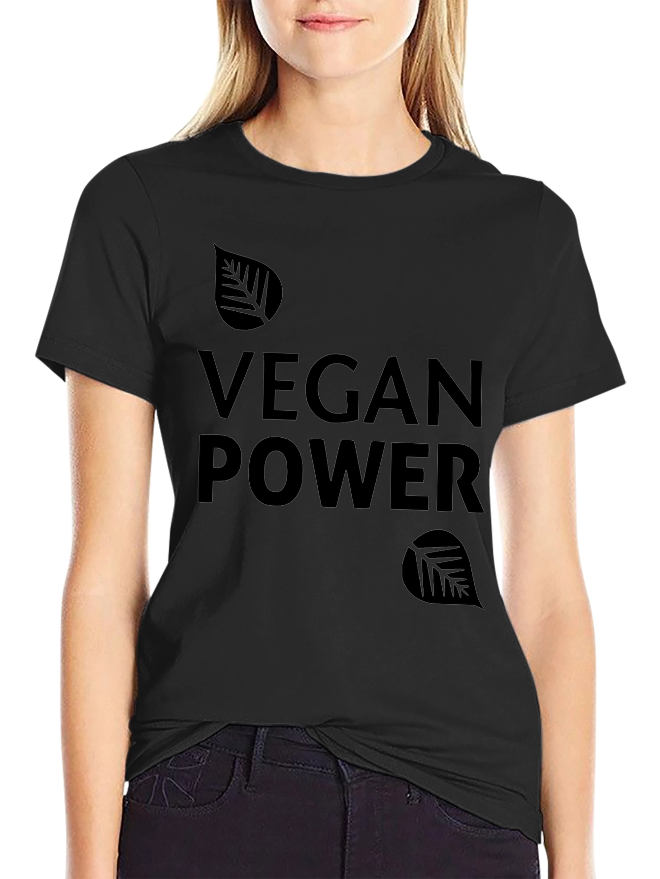 Vegan Power Black Graphic Tee Shirt