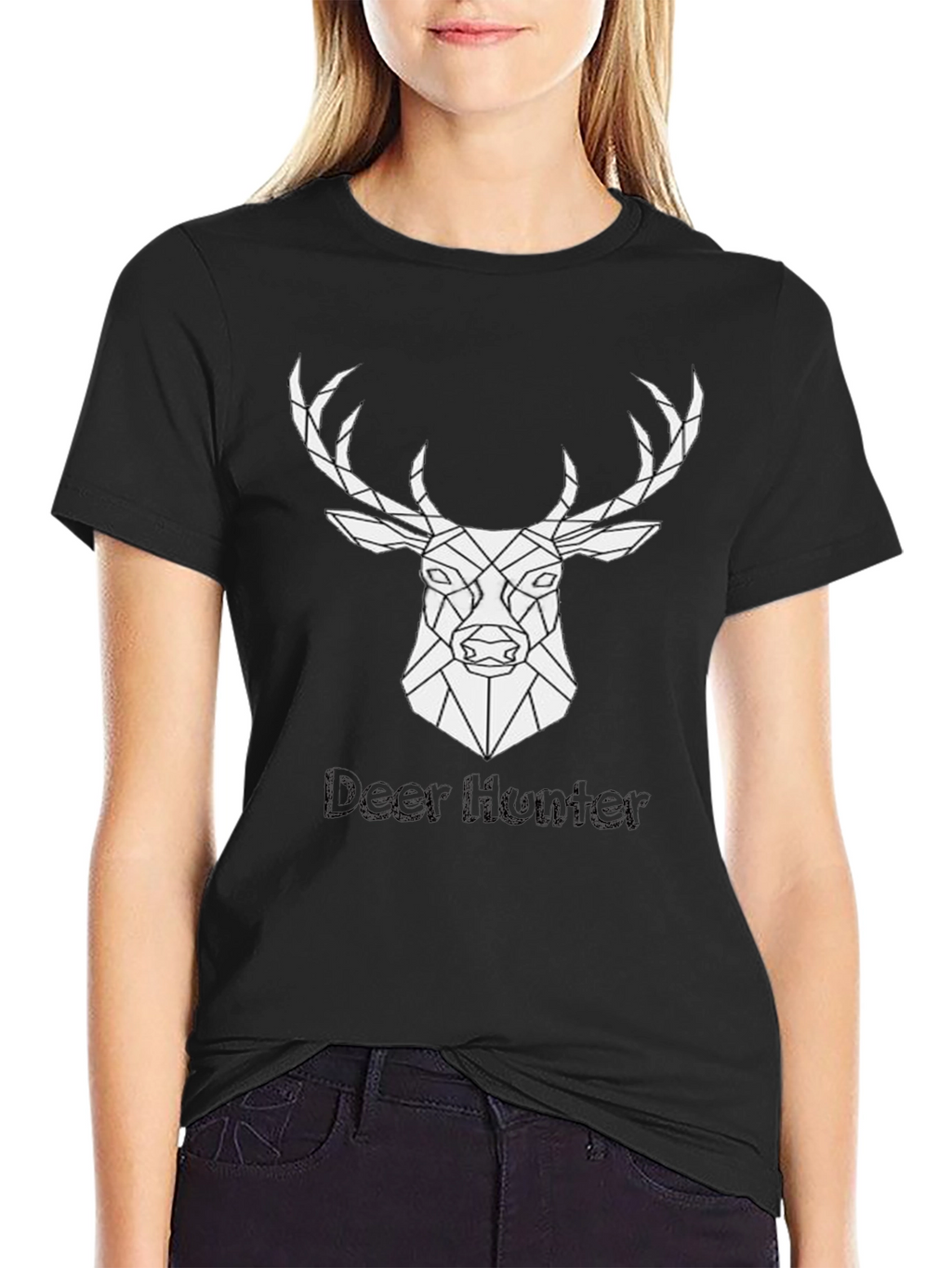 Geometric Deer Hunter Black T-Shirt