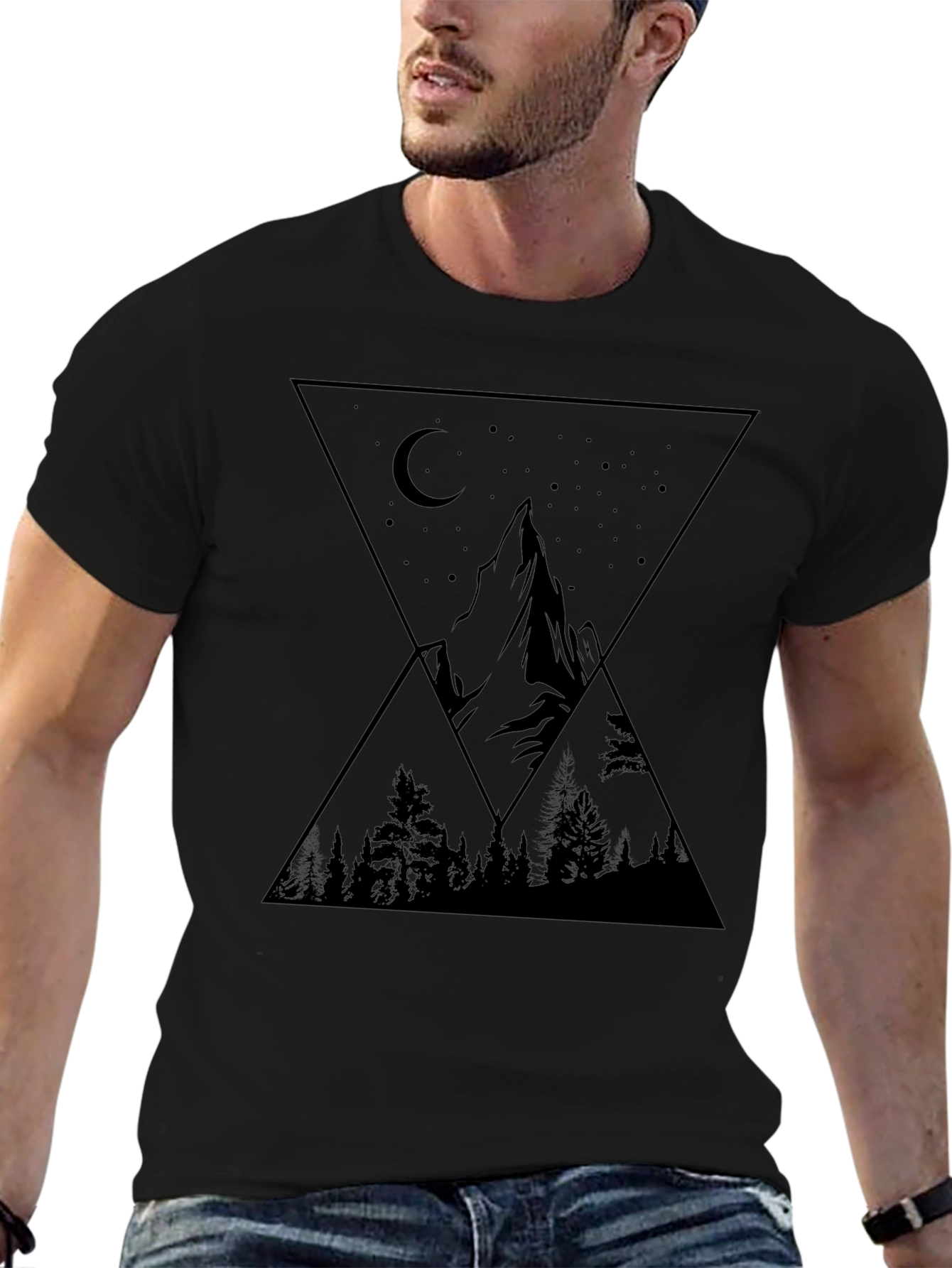 Mountainscape Graphic Tee - Black Unisex Shirt