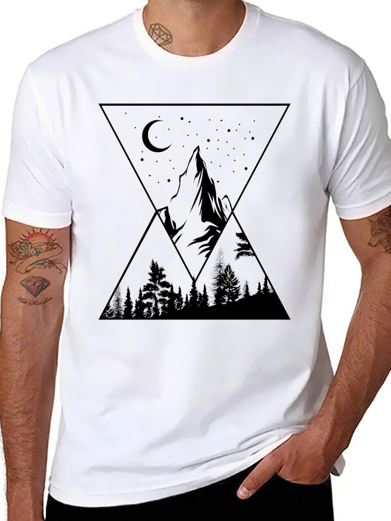 Mountainscape Graphic Tee - Black Unisex Shirt