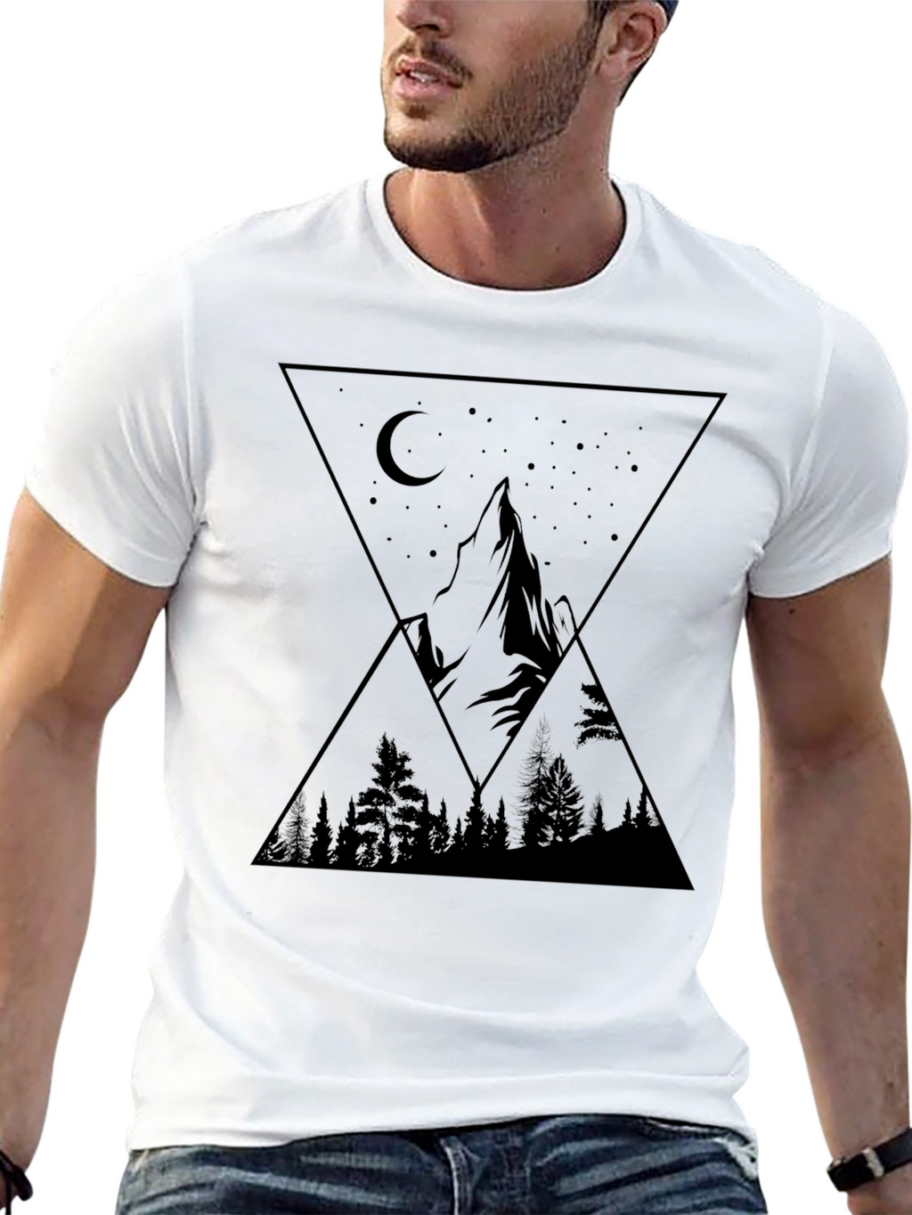 Mountainscape Graphic Tee - Black Unisex Shirt