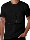 Mountainscape Graphic Tee - Black Unisex Shirt