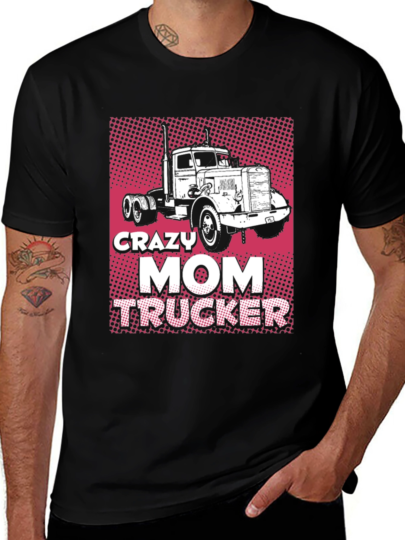 Crazy Mom Trucker Black T-Shirt