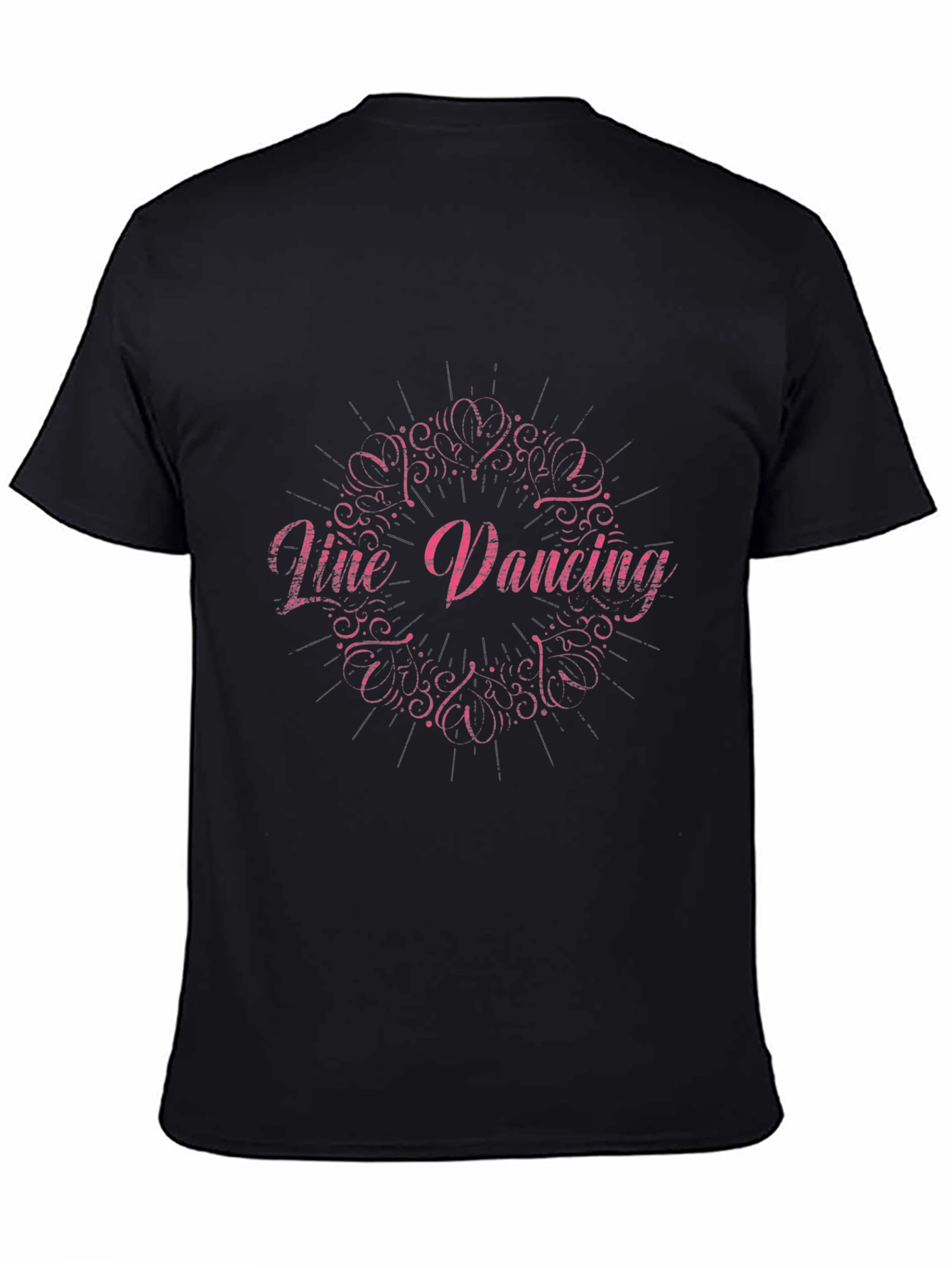Line Dancing Graphic Tee - Black Cotton Shirt
